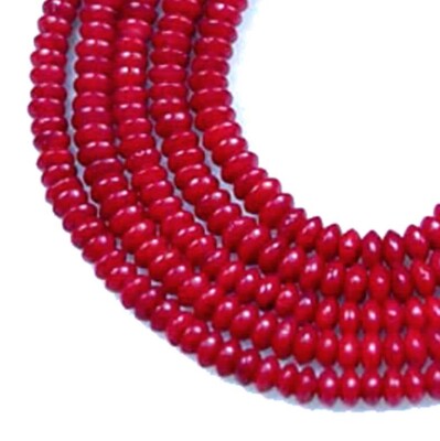 4x2mm Red Banboo Coral Rondelle Abacus Beads 16'' 
