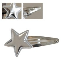 Star Hair Clips Silver Glitter Star Snap Hair Clips Brooch Hair Clamps Barrettes