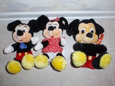 3 Vtg Disney MICKEY MINNIE MOUSE Plush Stuffed Toy Lot MFR-101 102 Disneyland