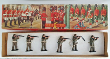 VINTAGE CRESCENT TOYS KHAKI SOLDIERS 1950's LEAD FIGURES BOXED RARE  P272