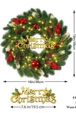 18 Inches Pre-Lit Artificial Christmas Wreath Lighted Christmas Wreaths