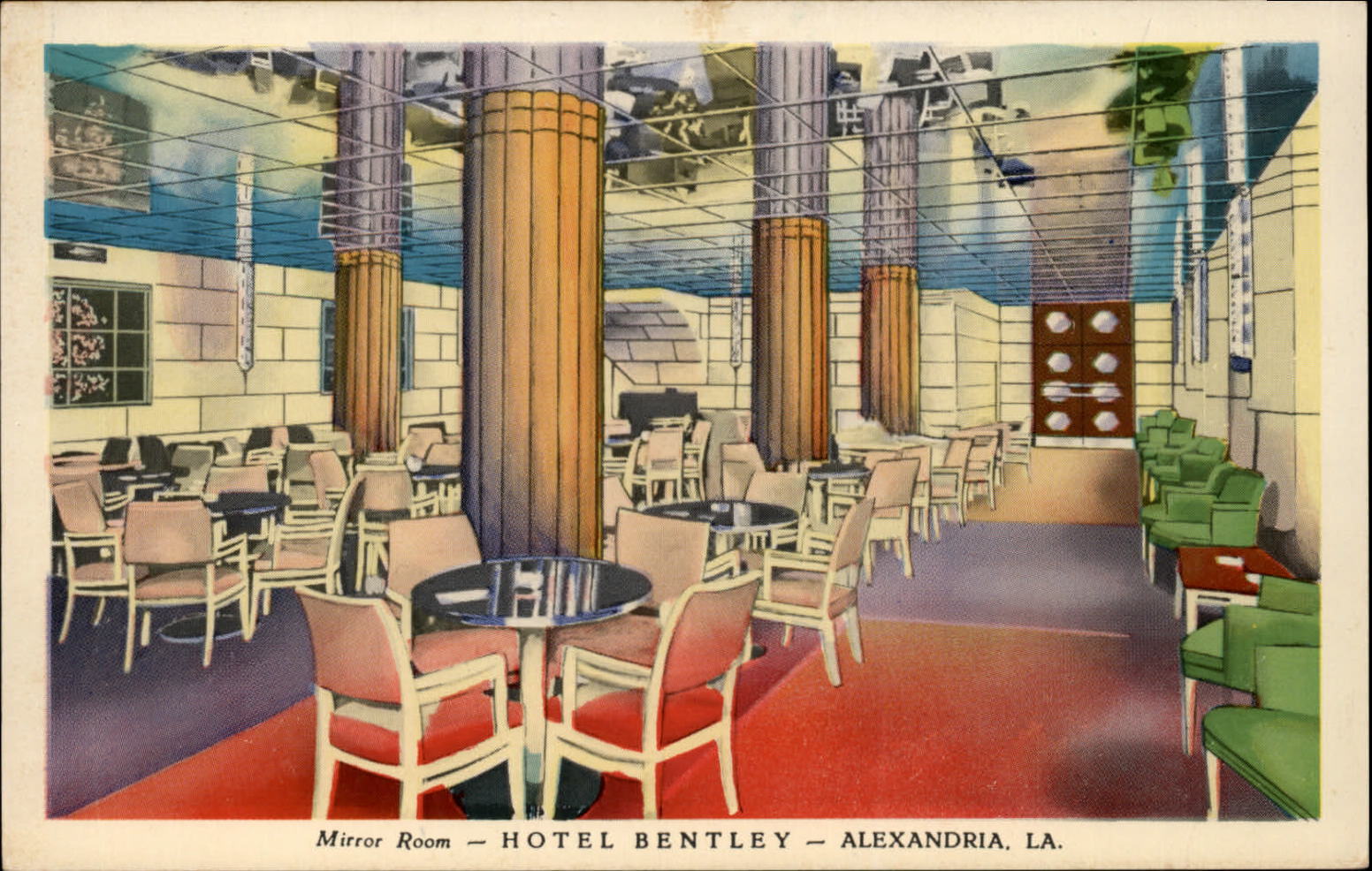 Mirror Room Hotel Bentley Alexandria Louisiana vintage postcard eBay