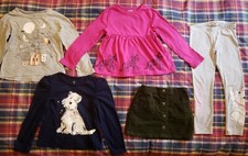 USED girl LOT: H M pants 4-5y , OLD NAVY skirt 4T, Gymboree top and two GAP tops