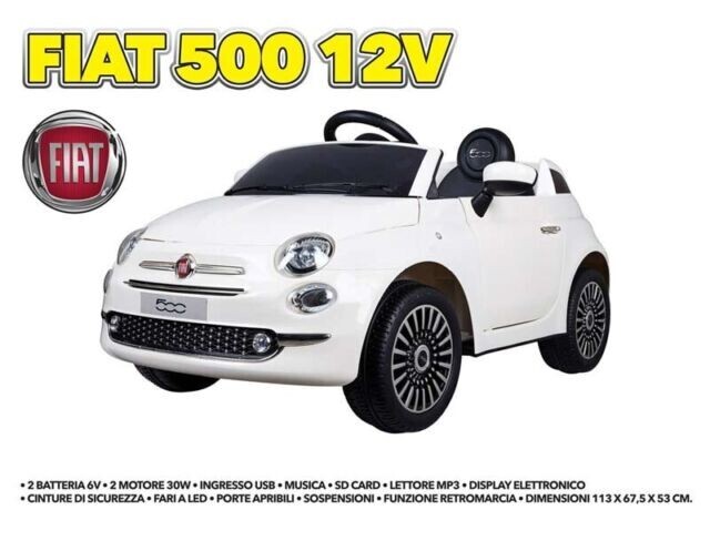 Fiat 500 Macchina Bimbo Con Telecomando Auto Elettrica Per Bambini