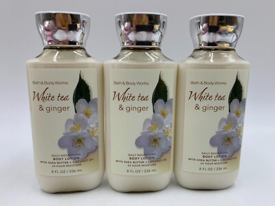 Bath & Body Works White Tea & Ginger Body Lotion Full Size: 8 fl oz S/3 #1002H