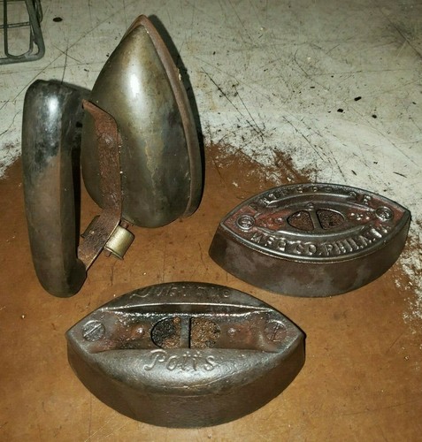 3 Sad Irons  Enterprise Manufacturing Co.,Dubuque Potts & Electric Wrinkle Proof