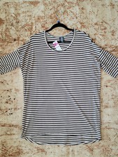 Agnes  Dora  Hi-Lo Tunic Beige and Black Stripe Ribbed Size XLarge NWT