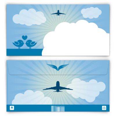 Briefumschläge DIN Lang 220 x 110 mm First Class Flugticket Blau Selbstklebend