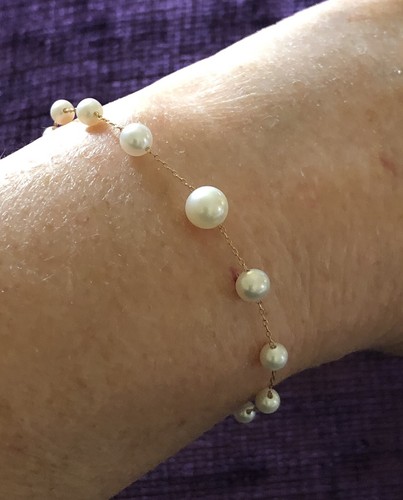 Michael Hill 10K Yellow Gold Cultured Freshwater Pearl Bracelet 19cm NEW IN BOX - Picture 6 of 18