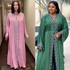 African Dashiki Women Party Kaftan Maxi Dress Muslim Abaya Oversize Evening Gown