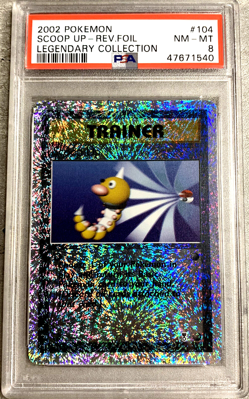 Pokémon Card Scoop Up Rev. Foil PSA 8 NM-Mint, Legendary Collection 104/110 2002