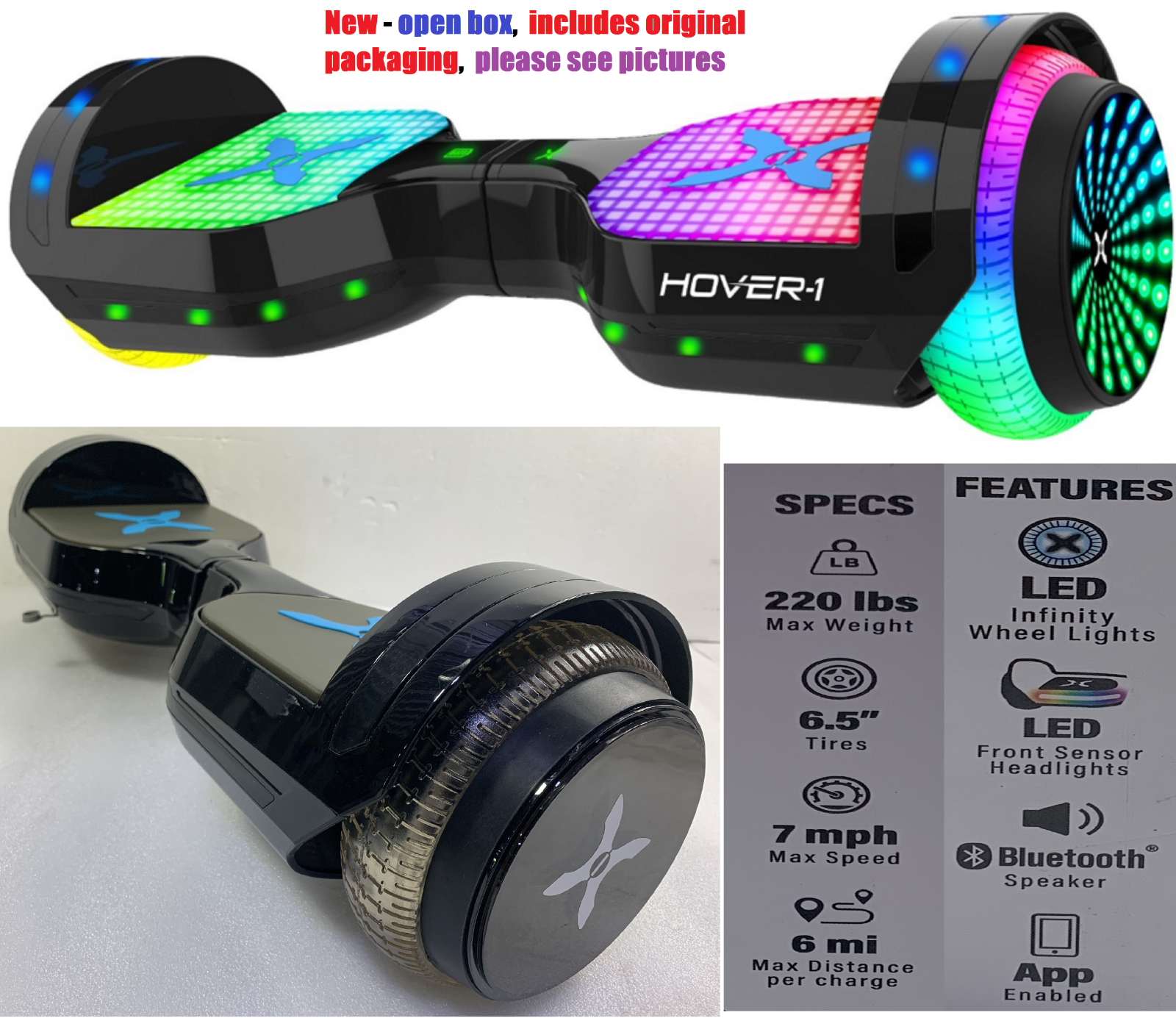 Hover-1 Astro  self-balancing scooter Bluetooth Speaker App UL 2272 Certified ⚫
