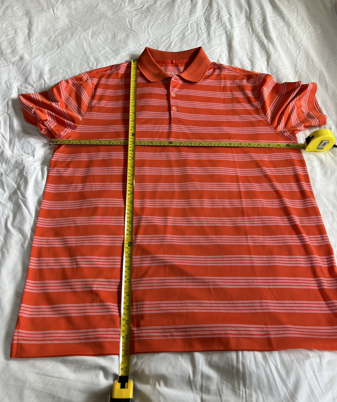 NIKE TOUR PERFORMANCE Orange White Striped Polo Shirt Dri-Fit Size XL thumbnail 10