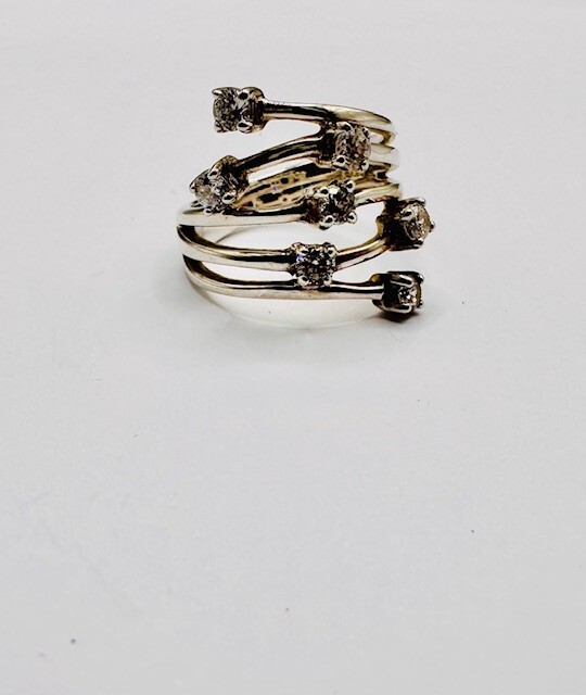 Womens Vintage Statement Ring Solid Silver Cubic … - image 1