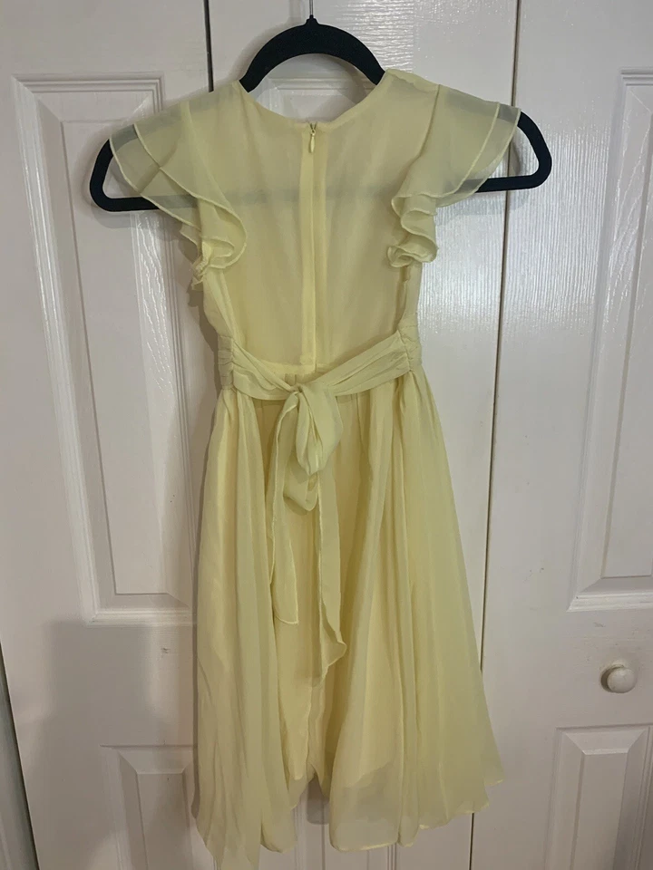 Vestido de fiesta largo amarillo con lazo Happy Rose para niñas talla 7 usado Foto 3 de 4