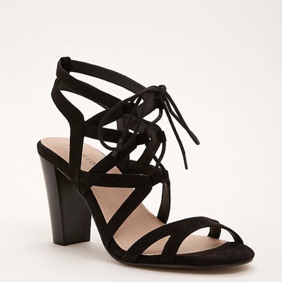 black caged block heels