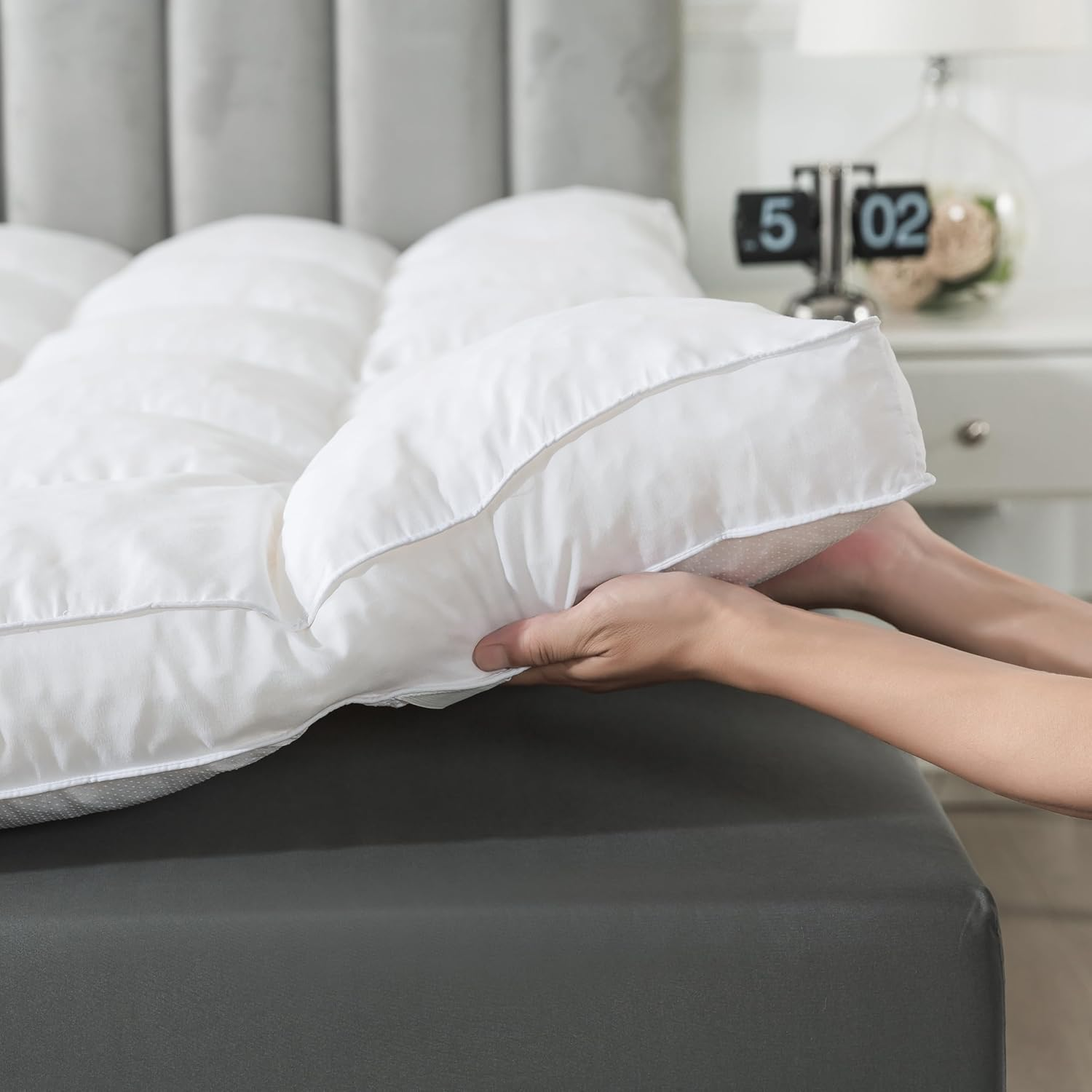 3 Inch Memory Foam Mattress Topper King Size, Premium Fluffy & Soft Shredded Mem