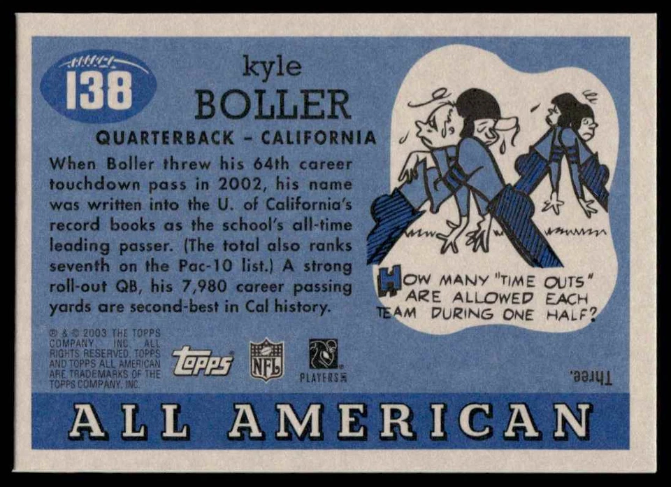 2003 Topps All American Foil Kyle Boller RC California Golden Bears #138 - Image 2 of 2