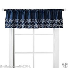 Castle Hill Meriweather Window Valance navy zigzag 60x14 new