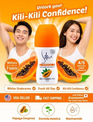 New Silka Papaya Whitening Deodorant Whitens in as early 7 days 40ml exp 4/2028