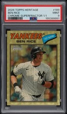 2026 Topps Heritage Ben Rice CHROME-SUPERFRACTOR 1/1 — PSA 9