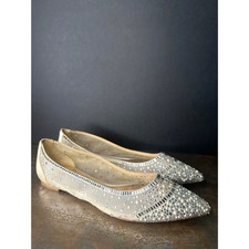 Badgley Mischka Pisos en Punta 9 Adornados Bling Boda Noche Crema Babette
