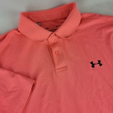 Under Armour Men's Performance Polo Shirt Large Pink Coral Short Sleeve