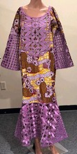 African Maxi Super Dress With Beninese Embroidery, Size; M