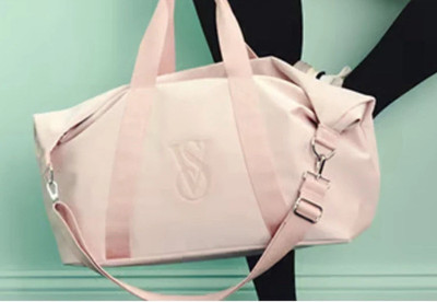 New Victoria's Secret Metallic Large Duffle Weekender Tote Bag Pink NWT