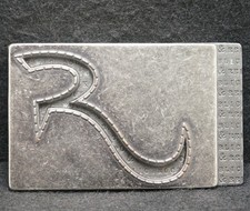 WL13125 VINTAGE 1980s *ROCK & REPUBLIC* APPAREL FASHION ADVERTISMENT BELT BUCKLE