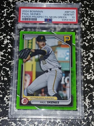 🛸 2024 Bowman Prospects Paul Skenes Neon Green(PSA 10)RC #BP-125 /399 INVEST 🛸