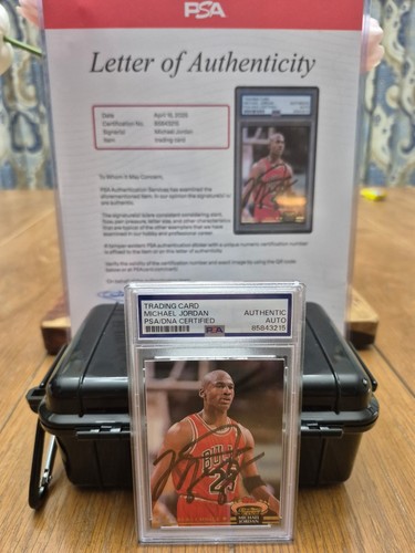 1994 Topps Stadium Club Michael Jordan On Card Auto PSA Authentic 
