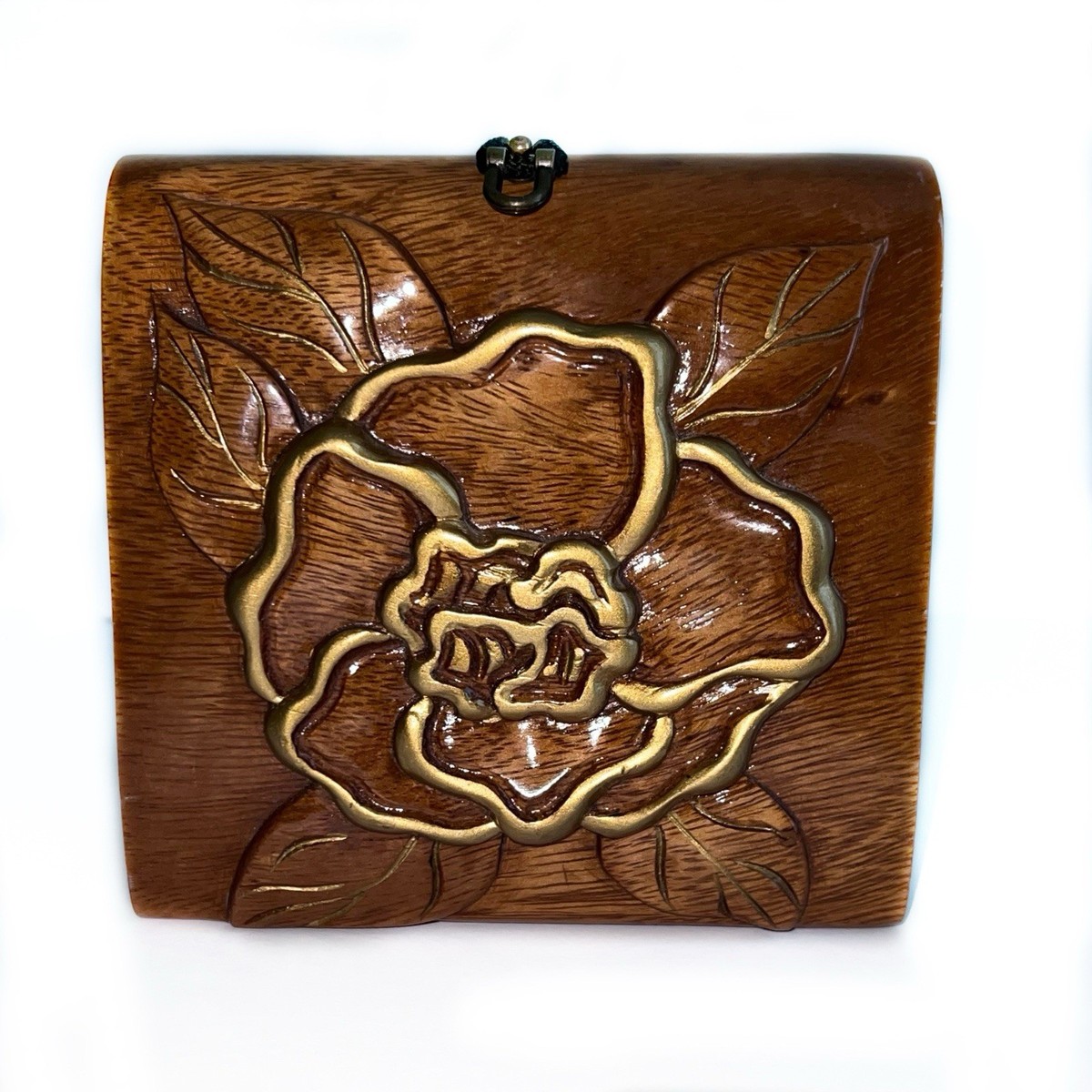 Timmy Woods Beverly Hills Acacia Carved Wood Purse, Floral