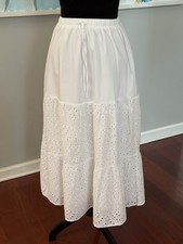 Altar d State Eyelet Skirt, Size S, 100 Cotton Tier, Drawstring Elastic Waist