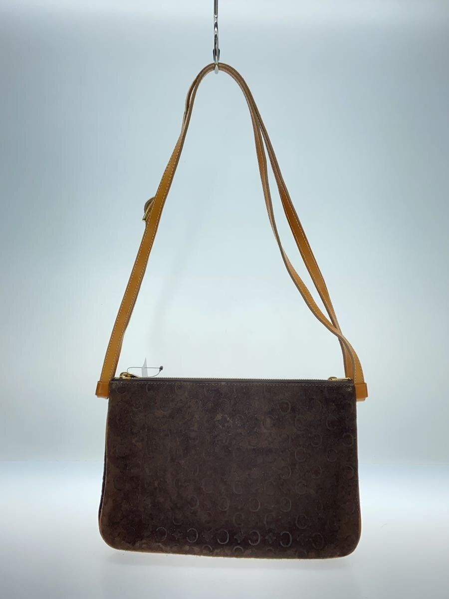 CELINE shoulder bag macadam pattern suede brown total mc00 2