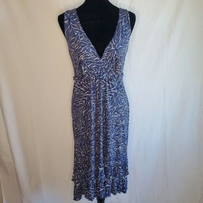 NY&C Stretch Sleeveless Ruffled V-Neck Bohemian Dress w/ Tie SZ Medium
