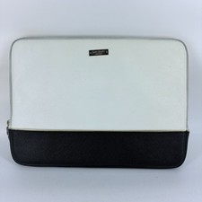 Kate Spade Padded Laptop Case Black  Beige Zip Computer Sleeve Saffiano Leather