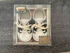 Vintage Baby Leather Black and White Oxfords 3-6 Months Size 1 In Original Box