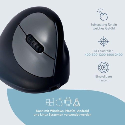 R-Go HE Break Ergonomic Mouse, For big hands, With Anti-RSI Software, Silent cli - Picture 4 of 8