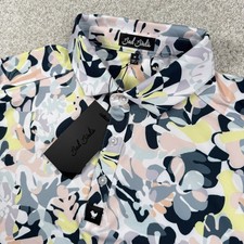 NEW Bad Birdie Golf Polo Mens Medium Abstract Floral Performance Shirt a