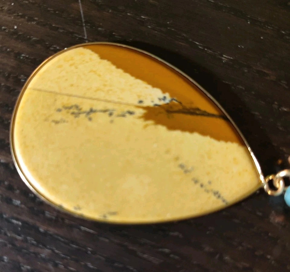 10g Cuadro Jaspe Colgante 2" X 1.25" + 28" Cuentas Collar Madera Piedra Vidrio 46g Foto 4 de 4