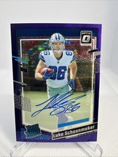 Luke Schoonmaker SSP Purple Stars Holo Auto #/50 RC Dallas Cowboys 2023 Optic