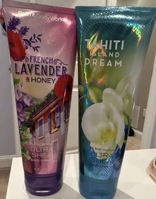 RARE Bath & Body Works Shea Body Cream French Lavender & Tahiti Island Dream 8oz