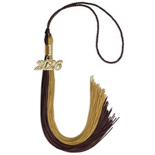Endea Graduation Brown/Antique Gold Tassel With Gold Date Drop