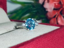 Natural Swiss Blue Topaz Ring 925 Sterling Silver December Birthstone BT Ring