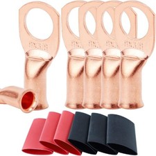 6pcs 8 AWG 3/8 Battery Lugs Heavy Duty Ring Terminals 0 Gauge Battery Cable