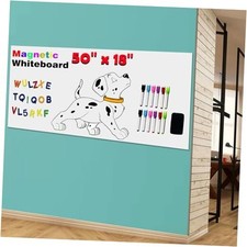 Magnetic Dry Erase Paper for Wall 50" x 18" Self Adhesive White Whiteboard