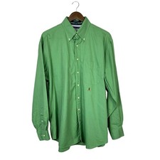 Tommy Hilfiger 16.5 34/35 Original Oxford Green Long Sleeve Button Down Shirt