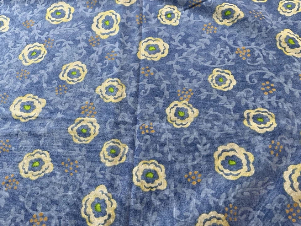 Free Spirit Cotton Fabric by Kimberly Hodges "Sasparilla" Blue and Yellow Fabric - Image 4 of 4