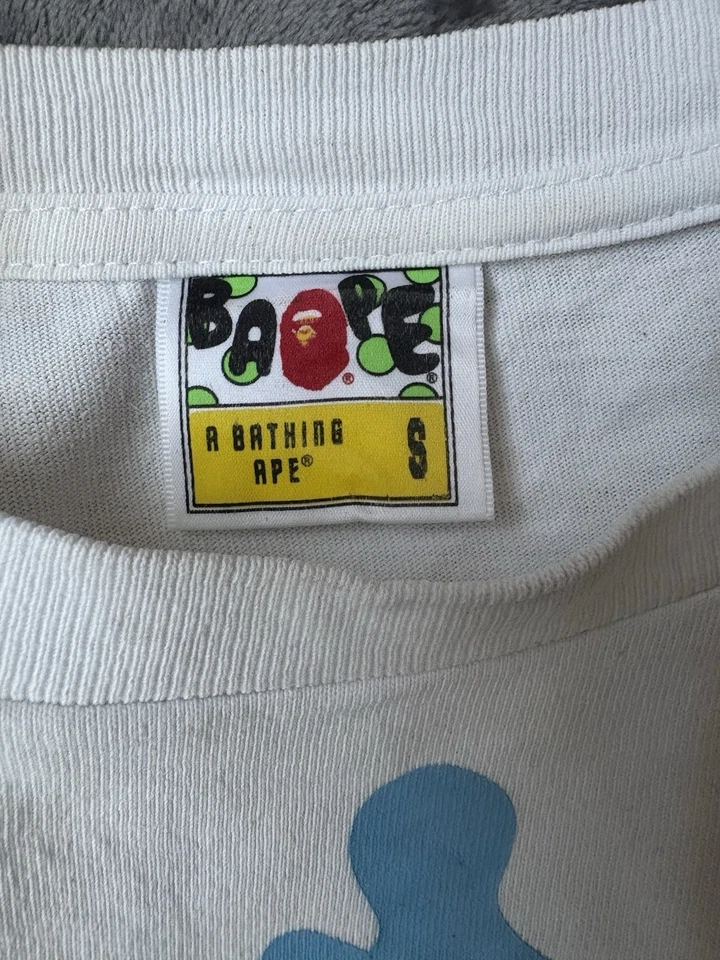 Camiseta Bape Hombre Manga Corta Blanca y Azul Talla Pequeña Foto 2 de 4